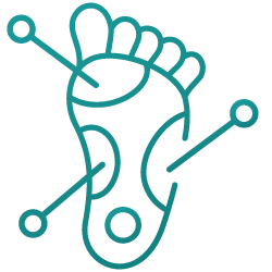 Icon von einem Fuß mit Akupunkturnadeln