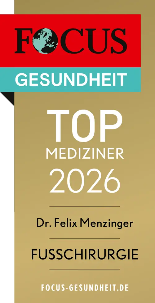 Auszeichnung von Focus Gesundheit für Dr. Felix Menzinger als Top-Mediziner 2026 im Bereich Fußchirurgie